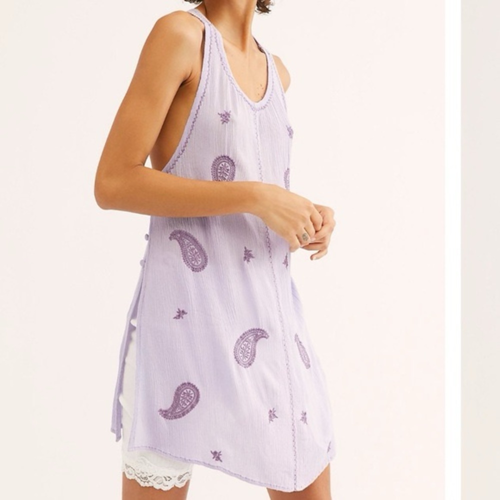 Free People Purple Paisley Sleeveless Tunic